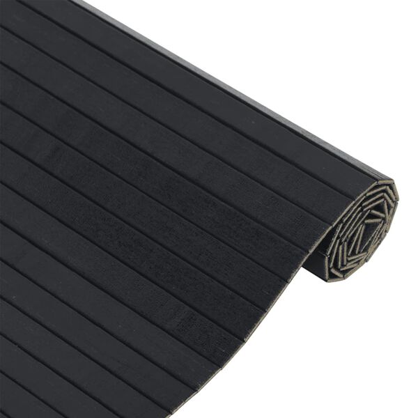 vidaXL Rug Black Bamboo, Polypropylene 27.6 x 196.9 in