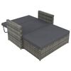 vidaXL Sofa Set Gray Poly Rattan, Powder-coated Steel, Polyester 2-seater