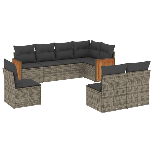 vidaXL Garden Sofa Set Grey with Dark Grey Cushions PE rattan Large