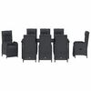 vidaXL Garden Dining Set with Cushion 9 pcs Black Poly Rattan