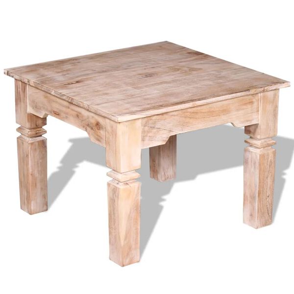 vidaXL Coffee Table White brushed brown Solid acacia wood Small Durable