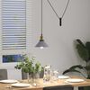 vidaXL Pendant Lamp Gloss Gray Metal Medium Height-Adjustable