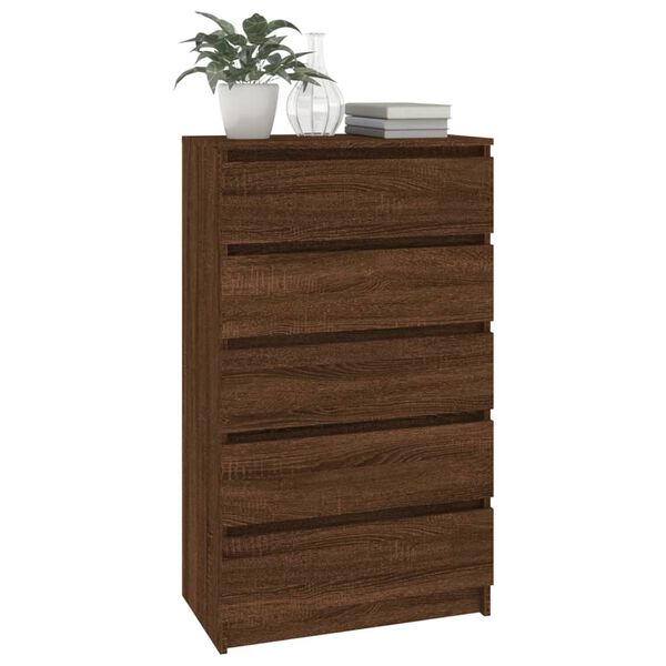 vidaXL Drawer Cabinet Brown Oak Engineered Wood Medium Drawer Cabinet