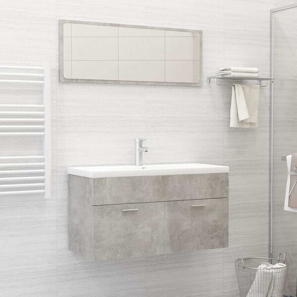 vidaXL Bathroom Furniture Set Concrete grey Engineered wood, acrylic