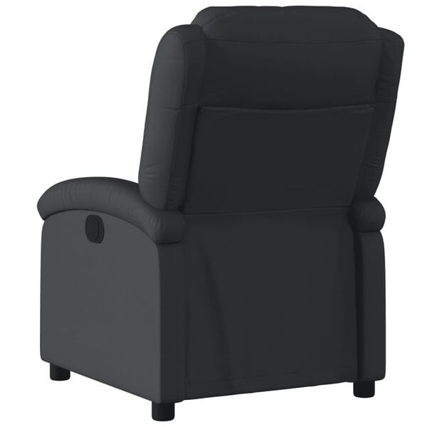 vidaXL Recliner Chair Black Real Leather Standard Footrest