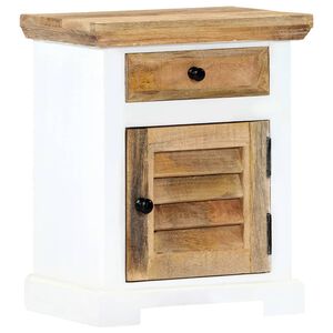vidaXL Nightstand White and Brown Solid mango wood, engineered wood Small