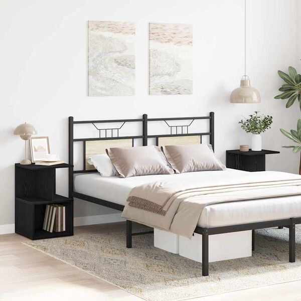 vidaXL Bedside Cabinet 2 pcs Black Oak 13.78 x 13.78 x 21.65 in