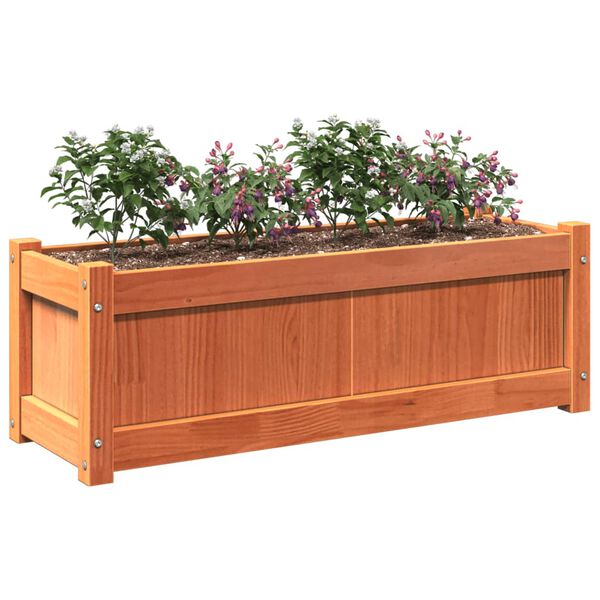 vidaXL Garden Planter Wax brown Solid pine wood 35.4 x 12.2 x 12.2 in