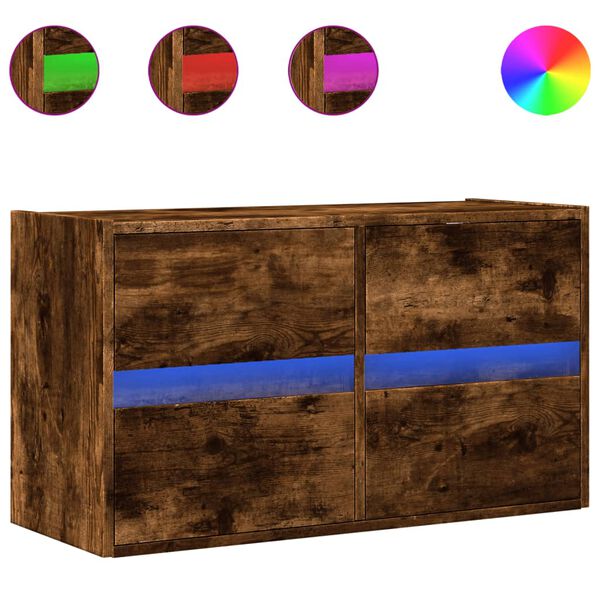 vidaXL TV Wall Cabinet Smoked Oak Engineered Wood 31.5 in