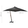 vidaXL Hanging Garden Parasol Anthracite Solid fir wood, bamboo, polyester