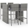 vidaXL Garden Bar Set Grey PE rattan, powder-coated steel, tempered glass