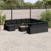 vidaXL Garden Sofa Set Black Poly Rattan Large Adjustable Feet