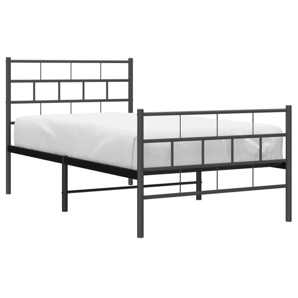 vidaXL Metal Bed Frame Black Powder-Coated Steel Single Metal Bed Frame
