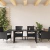 vidaXL Garden Table Black PE rattan, powder-coated steel, tempered glass