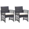 vidaXL Garden Armchair Set of 2 Black and Cream White
