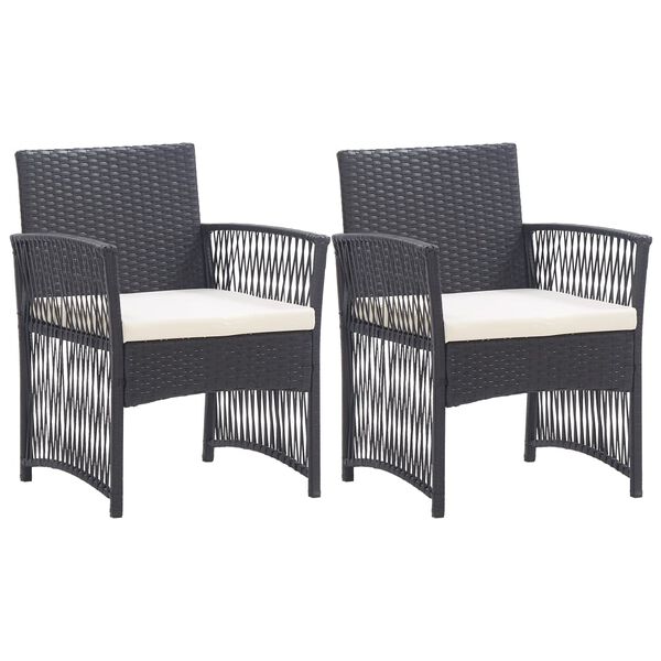 vidaXL Garden Armchair Set of 2 Black and Cream White