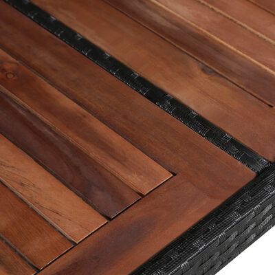 vidaXL Patio Table 94.5"x35.4"x29.1" Poly Rattan and Solid Acacia Wood