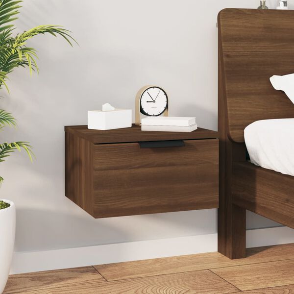 vidaXL Wall-mounted Bedside Cabinet Brown oak Engineered wood