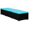 vidaXL Sun Lounger Black, Blue PE Rattan, Powder-Coated Steel, Polyester