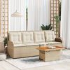 vidaXL Patio Lounge Set Beige Poly Rattan Compact Adjustable Feet