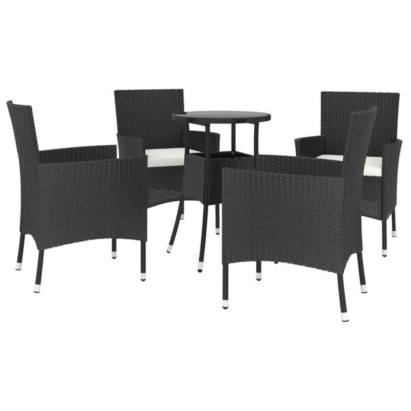 vidaXL Garden Bistro Set Black, Cream White