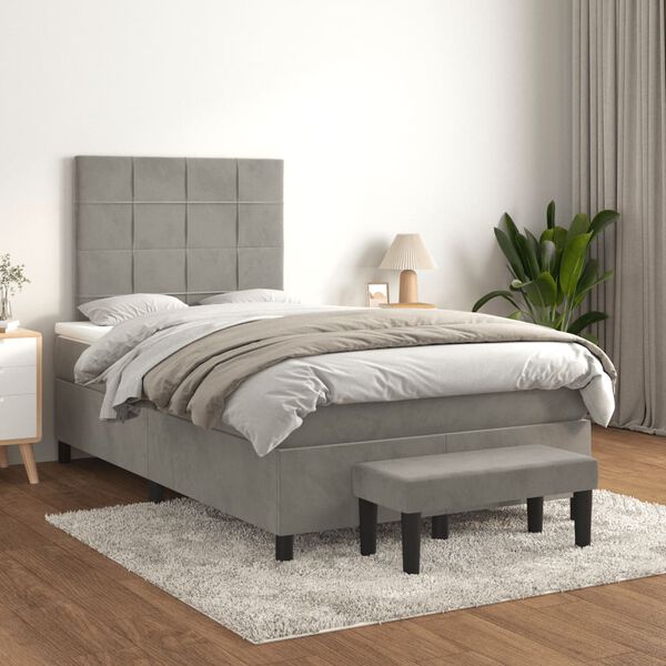 vidaXL Box Spring Bed with Mattress Light Grey