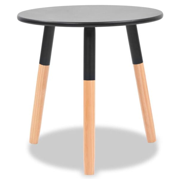 vidaXL Side Table Set of 2 Black Solid pinewood legs, MDF top Small