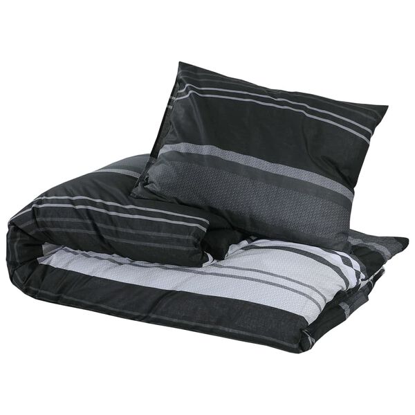 vidaXL Duvet Cover Set Set of 2 Black and White 100% Cotton 79x79 in