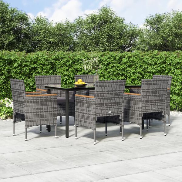 vidaXL Garden Dining Set Grey and Black