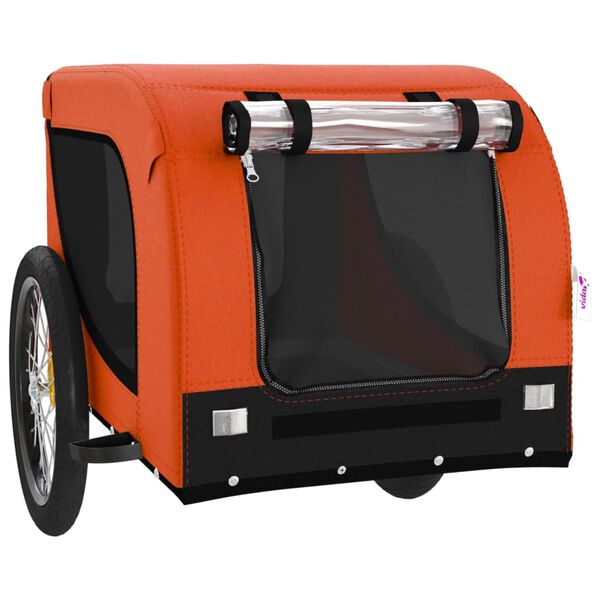 vidaXL Pet Bike Trailer Orange and Black Oxford Fabric, Iron, PVC