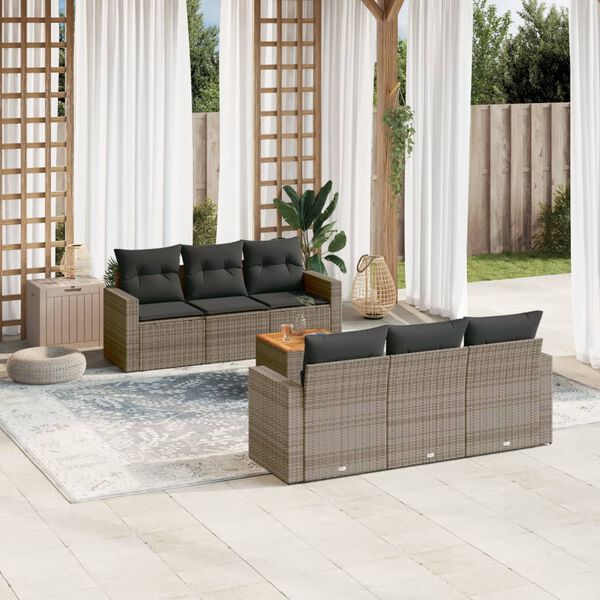 vidaXL Garden Sofa Set Grey, Brown