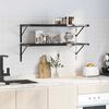 vidaXL Wall Shelf Black Stainless steel with black coating Medium