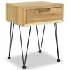 vidaXL Bedside Cabinet Natural teak Solid teak wood, wrought iron Medium