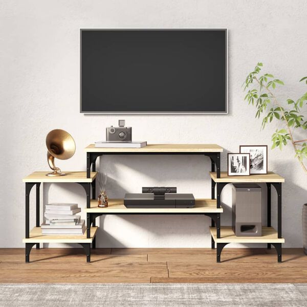 vidaXL TV Cabinet Sonoma oak Engineered wood, Steel Medium TV Cabinet