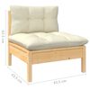 vidaXL Garden Lounge Set Cream Solid pinewood, fabric (100% polyester)
