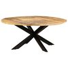 vidaXL Dining Table Brown Rough Mango Wood, Powder-Coated Steel Large