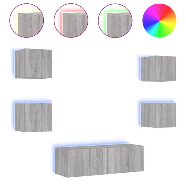 vidaXL TV Wall Cabinet Grey sonoma Engineered wood TV Wall Cabinet