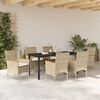 vidaXL Garden Dining Set with Cushion 7 pcs Beige Poly Rattan