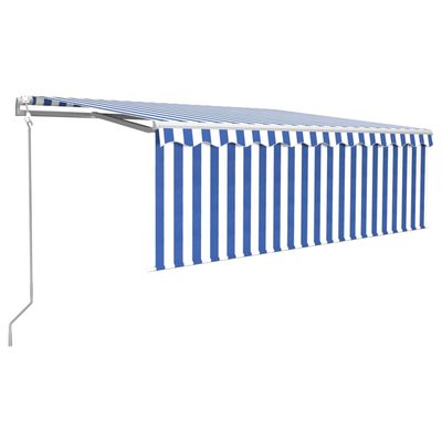 vidaXL Automatic Retractable Awning with Blind 13.1'x9.8' Blue&White