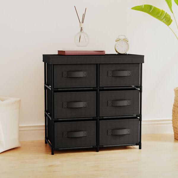 vidaXL Storage Cabinet Black Steel, Polyester Medium Lightweight