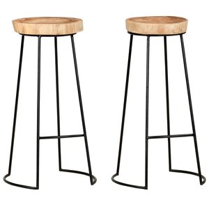 vidaXL Bar Stool Set of 2 Natural, Black