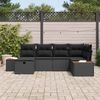 vidaXL Garden Sofa Set with Cushion with Storage Black Poly Rattan