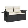 vidaXL Garden Sofa Set Black, Cream White PE Rattan, Powder-Coated Steel