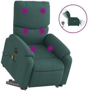 vidaXL Electric Stand Up Massage Recliner Chair Dark Green