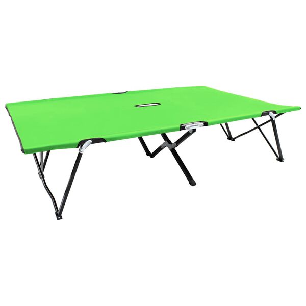 vidaXL Sun Lounger Green 600 D Polyester, Powder-coated Steel Double