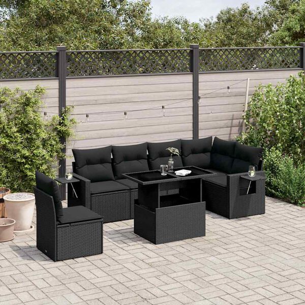 vidaXL Garden Sofa Set Black