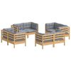 vidaXL Garden Lounge Set Grey Solid pine wood, fabric (100% polyester)