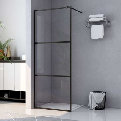vidaXL Walk-in Shower Wall with Clear ESG Glass Black 45.3"x76.8"