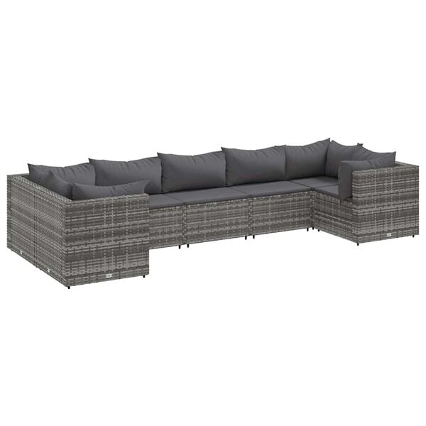 vidaXL Patio Lounge Set Gray, Anthracite PE rattan, powder-coated steel