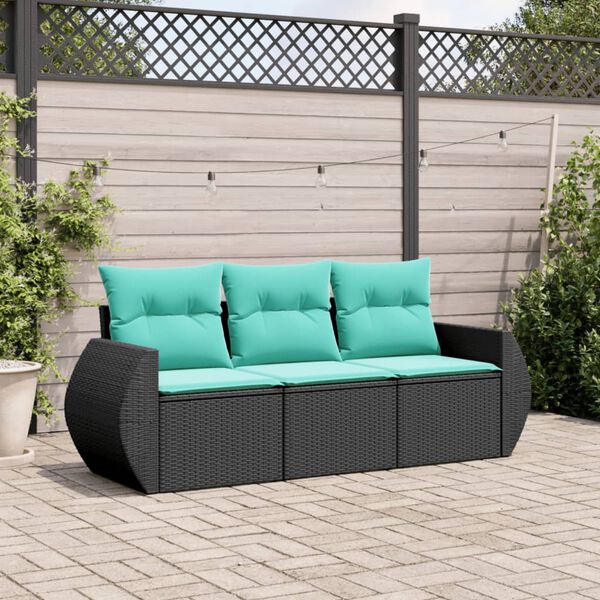 vidaXL Garden Sofa Set Black, Blue
